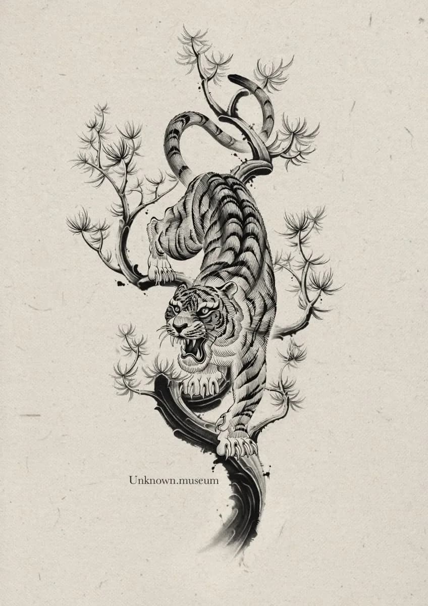호랑이, 오리엔탈, 동양화