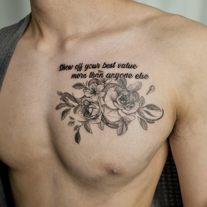 꽃타투, 가슴타투, 뱀타투, 타투, 레터링타투, 홍대타투, 서울타투, flowertattoo, seoultattoo, hongdaetattoo, rosetattoo,
