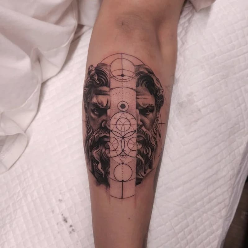 건대타투 조각상 블랙앤그레이타투