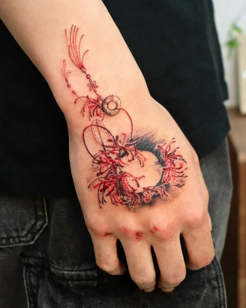 석산, 피안화 손등타투