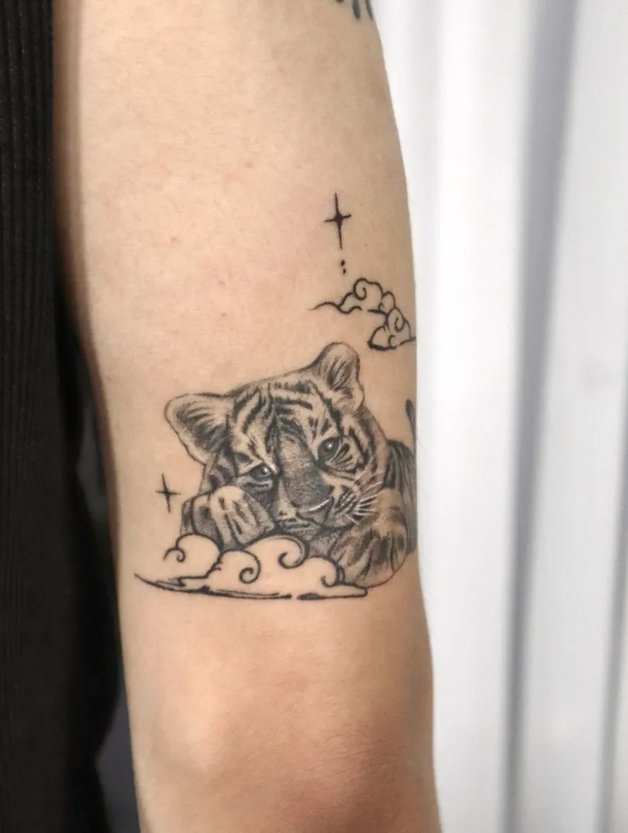 디테일한 아기호랑이🖤🧡 귀여운 호랑이,새끼호랑이, 예쁜, 빛, 동양화, 구름, 나비, 미니, 추천, 꽃, 호랑이 타투 - 1