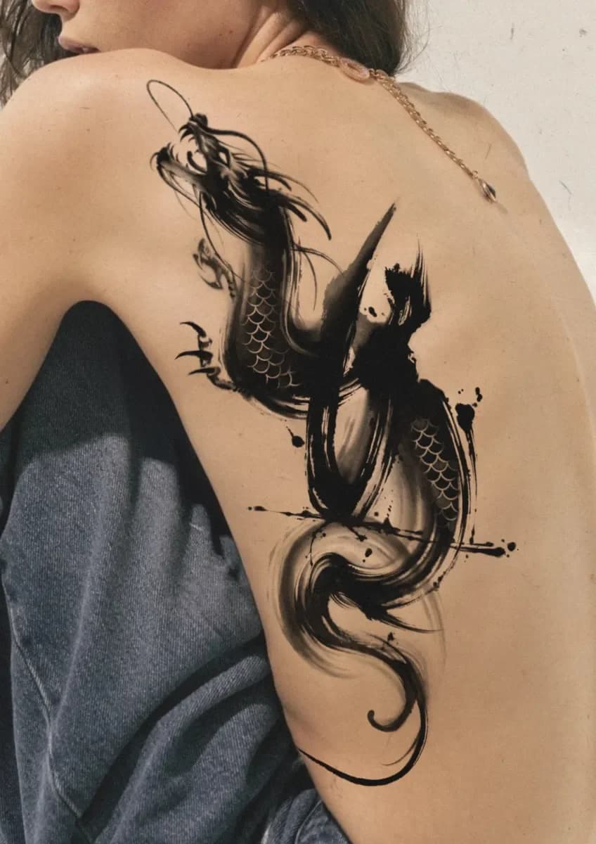 붓터치, 동양화, 용