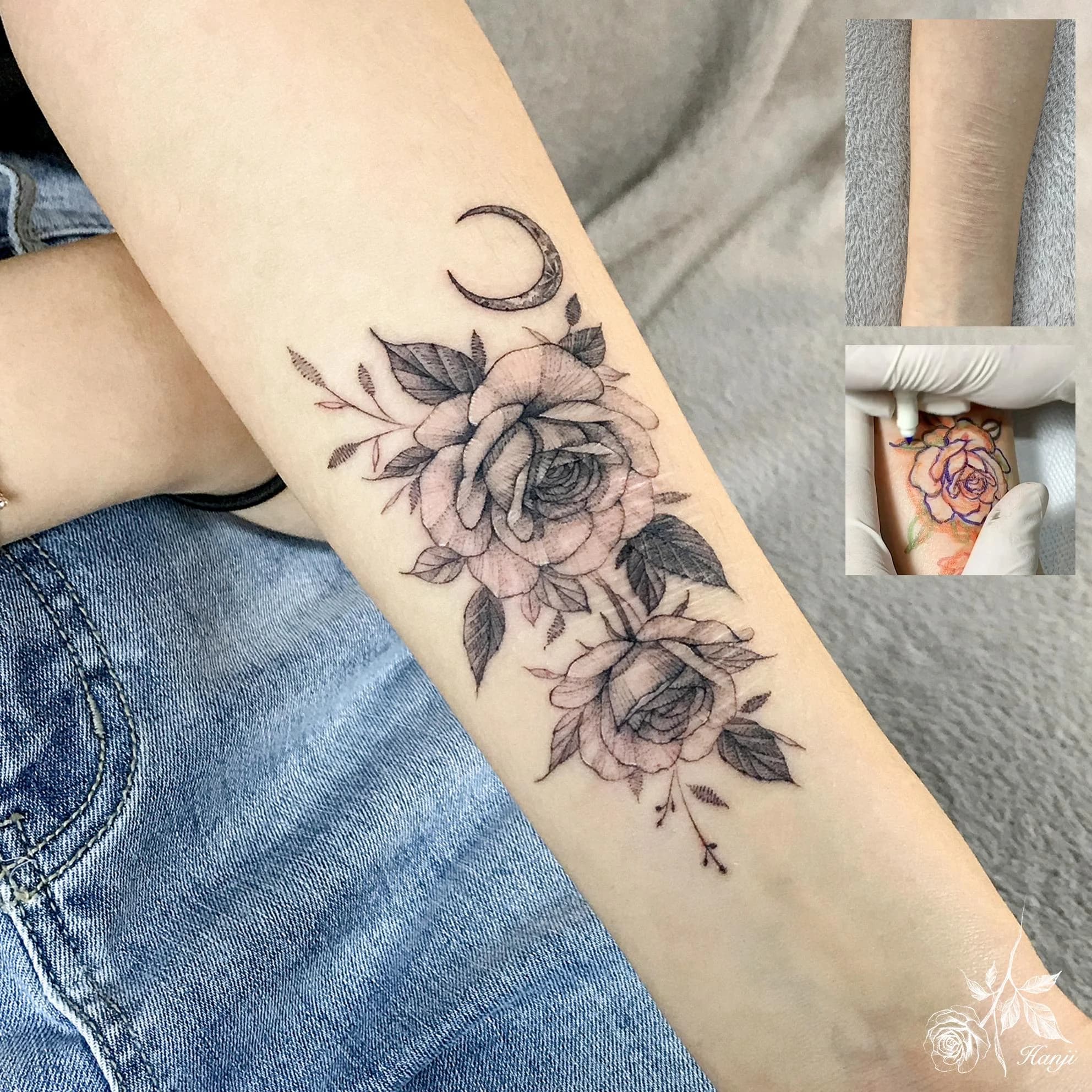 프리핸드 장미 타투