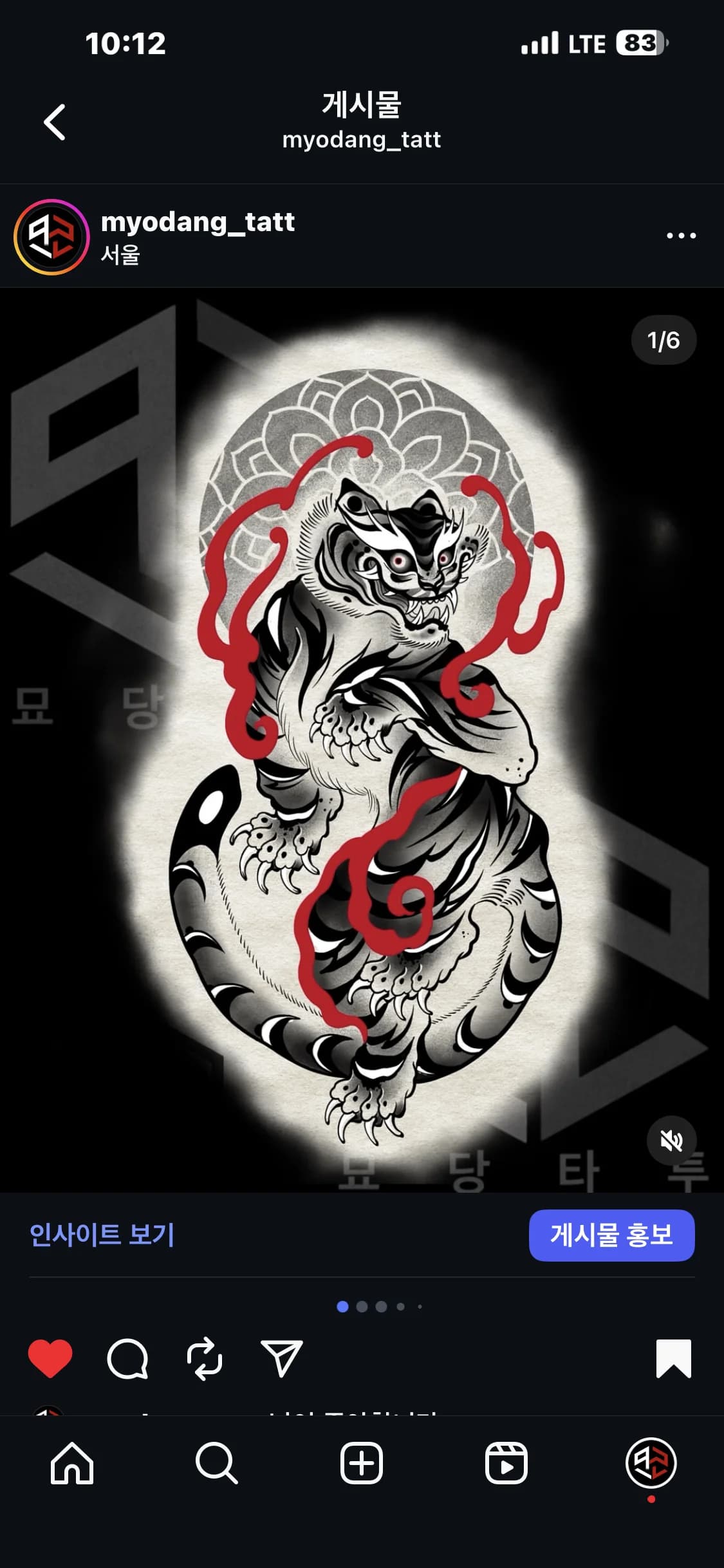 묘당타투 korea 한국 호랑이⚡