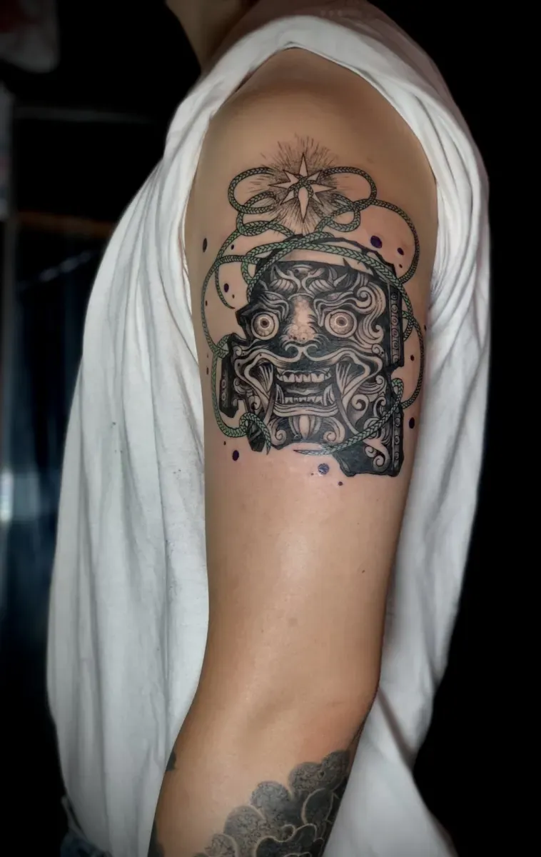 묘당타투 귀면와