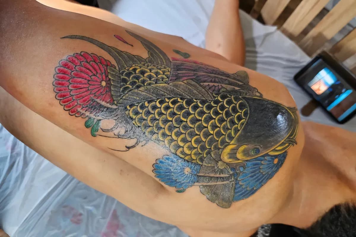 잉어 이레즈미 원포인트 올드스쿨타투