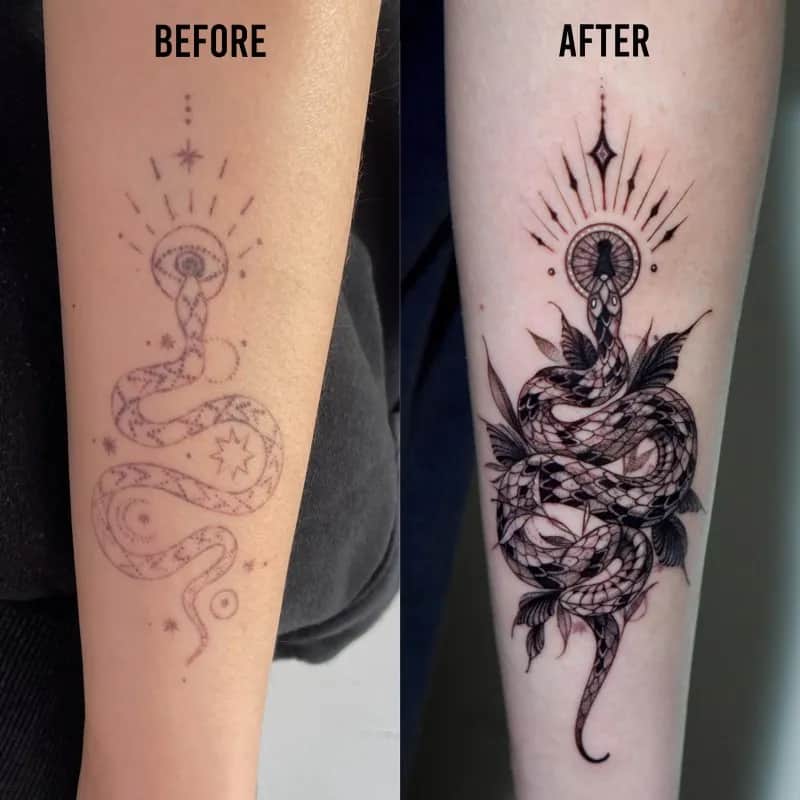 뱀 커버업 타투