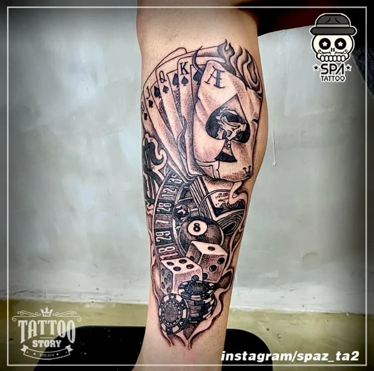 치카노 종아리 타투 - 1