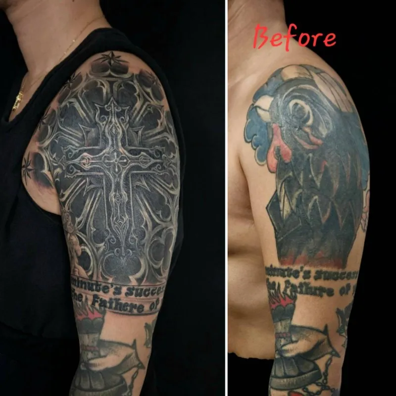 반팔 커버업타투