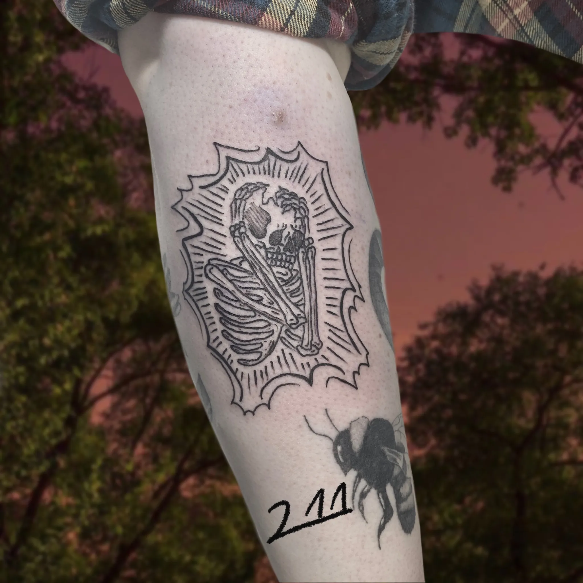 해골 라인 타투 - 1