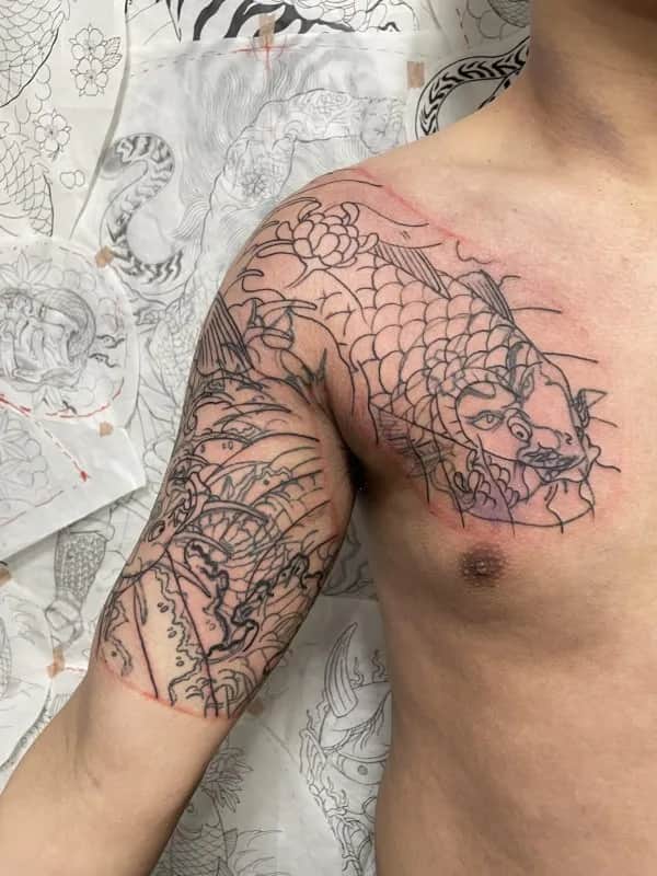 이레즈미) 가슴반팔 커버업 라인 작업