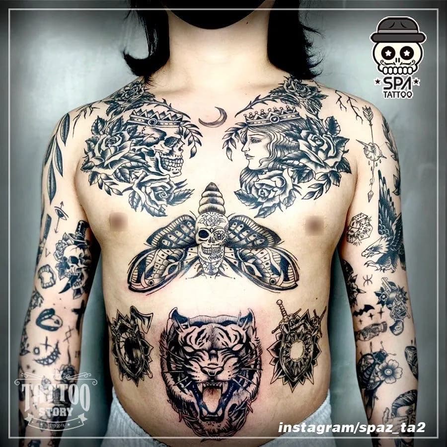 블랙스쿨 앞판 타투 - 1