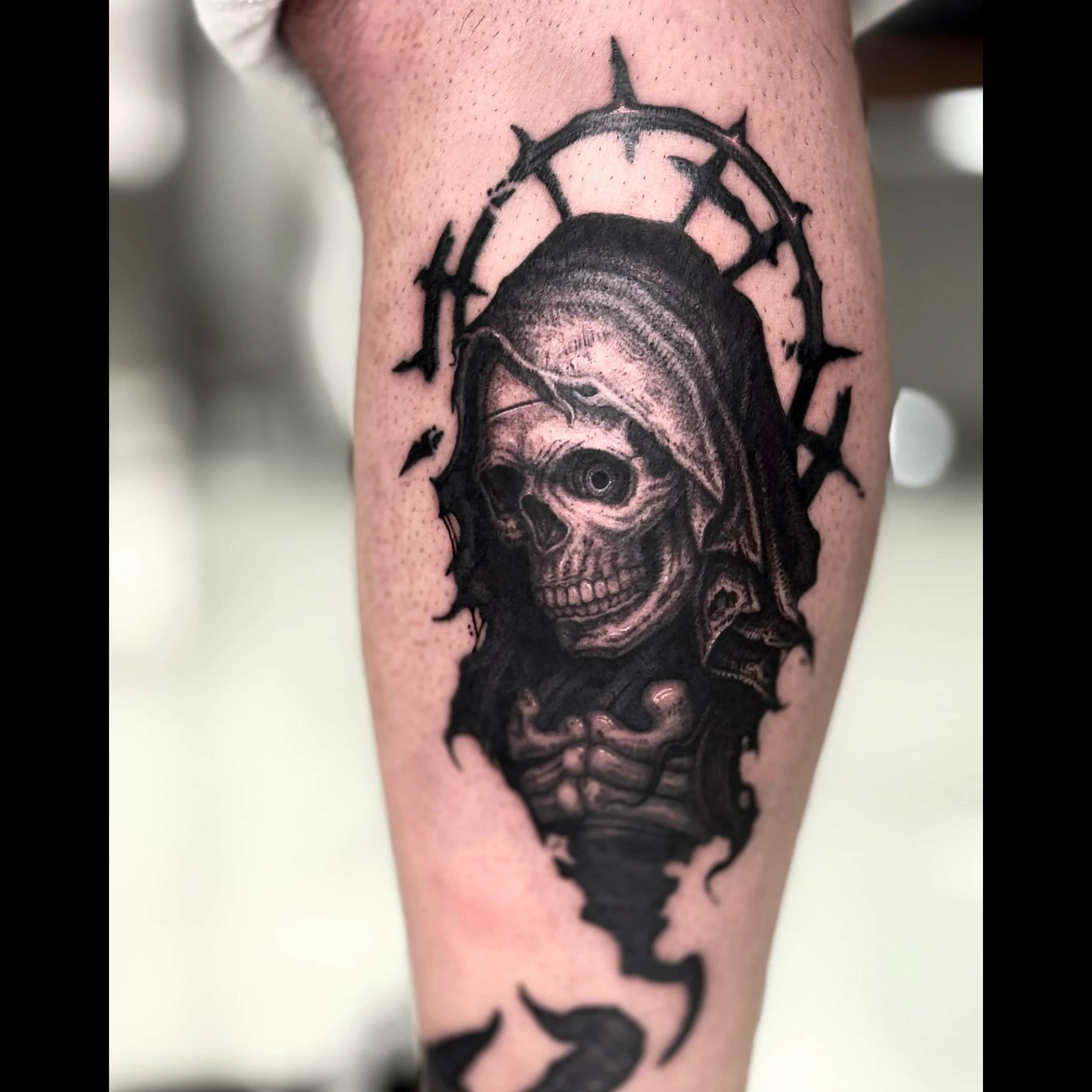 사신 해골 타투