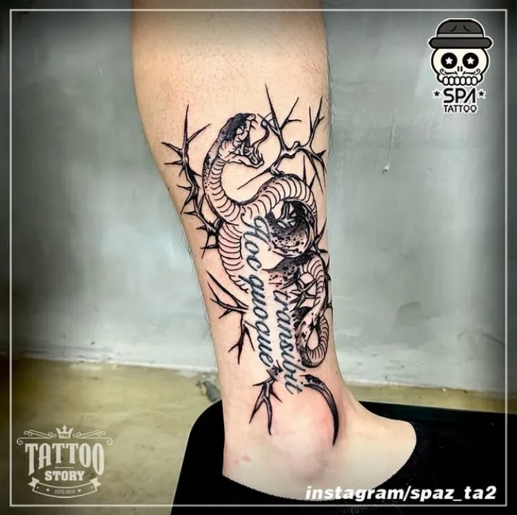 종아리 뱀 가시 타투 - 1