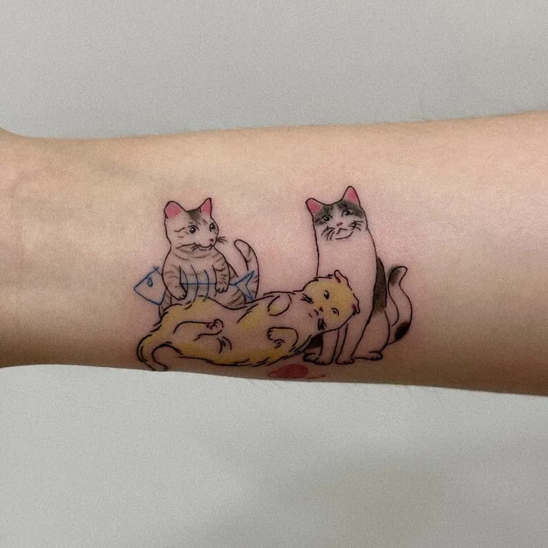 고양이 라인워크 타투