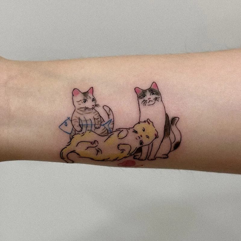 고양이 라인워크 타투