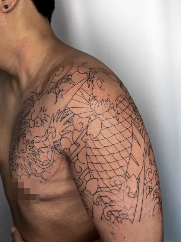 이레즈미 가슴반팔타투 용타투 잉어타투 시흥타투 부천타투 제로타투 - 1