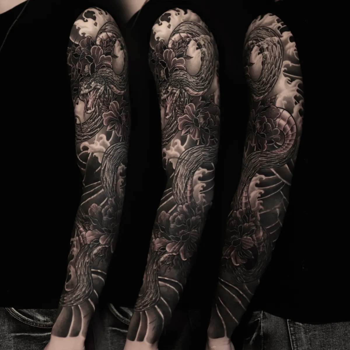 뱀 목단 커버업 긴팔