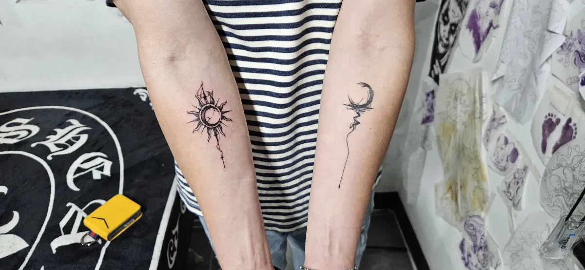 해 달 원포인트 타투