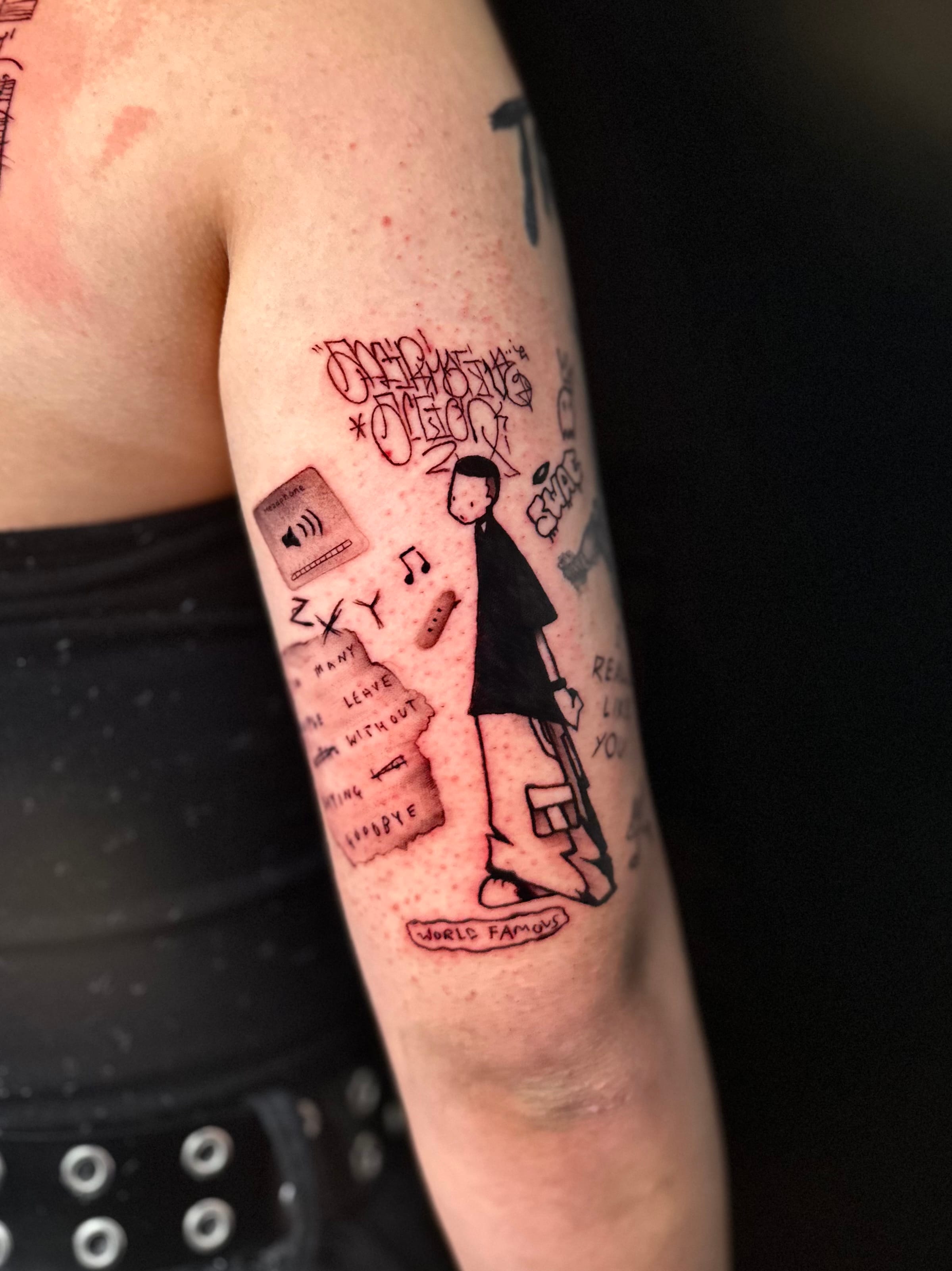 낙서 느낌의 감성 타투 (손님 제작)