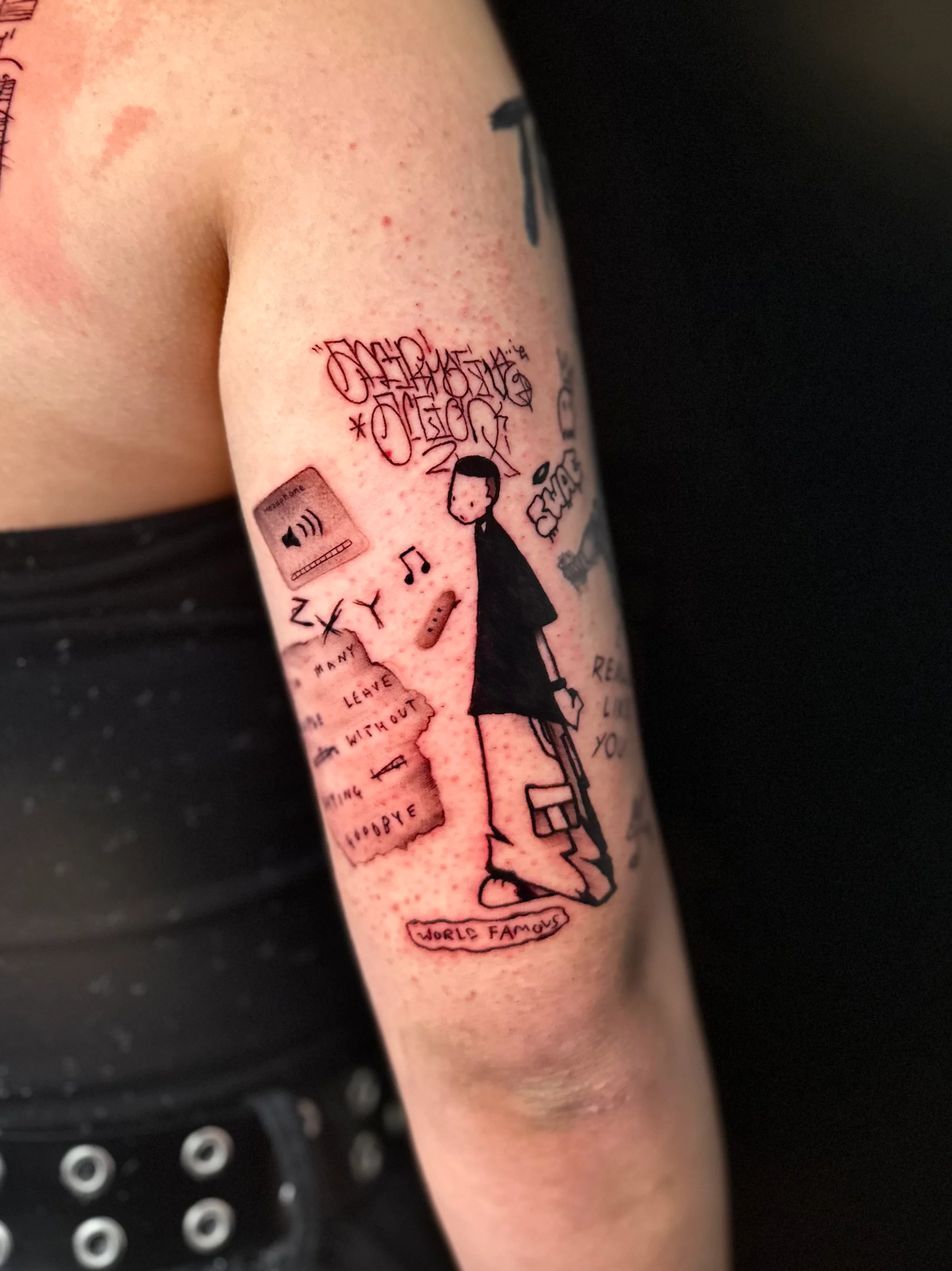 낙서 느낌의 감성 타투 (손님 제작)