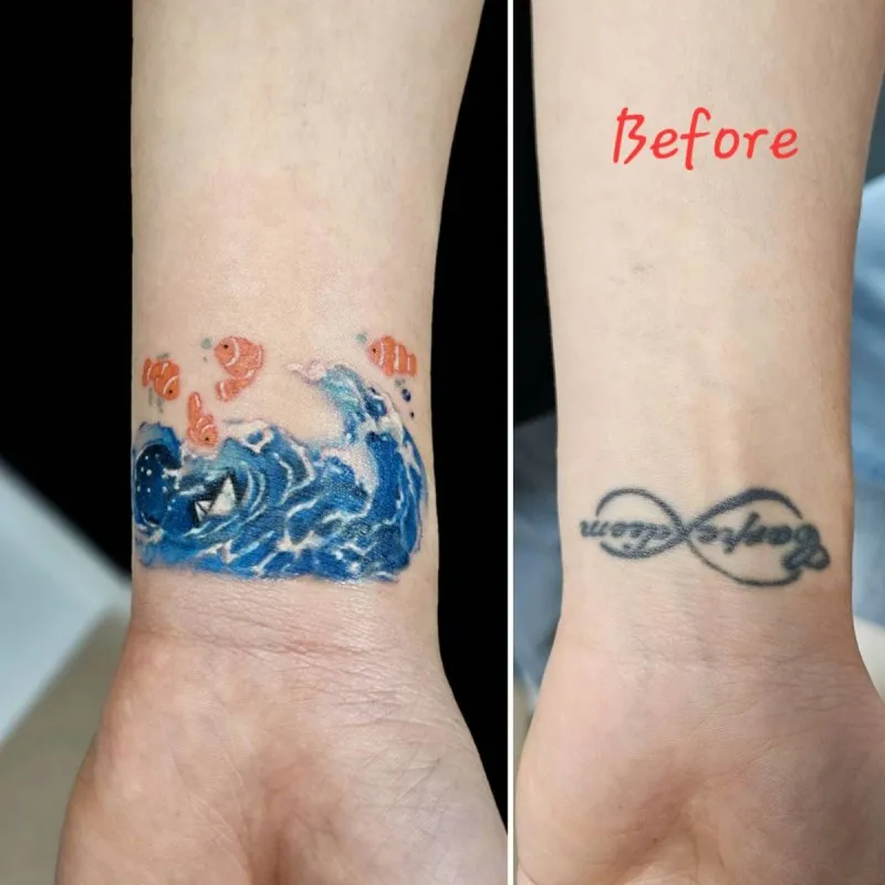 손목 레터링 커버업