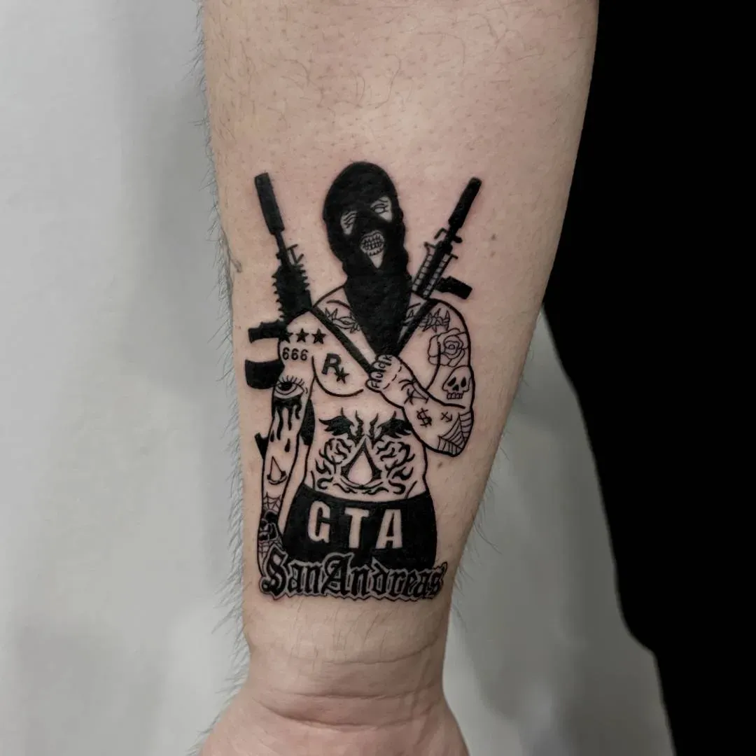 🔥GTA 감성 풀로 담은 블랙라인 타투🔥 - 1
