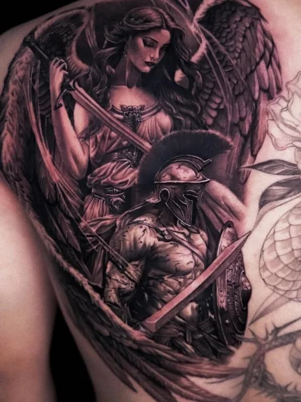 천사와 전사타투