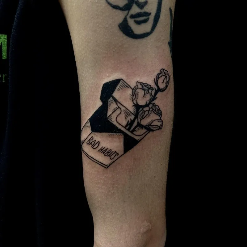 담배갑&장미 도안 (블랙워크)