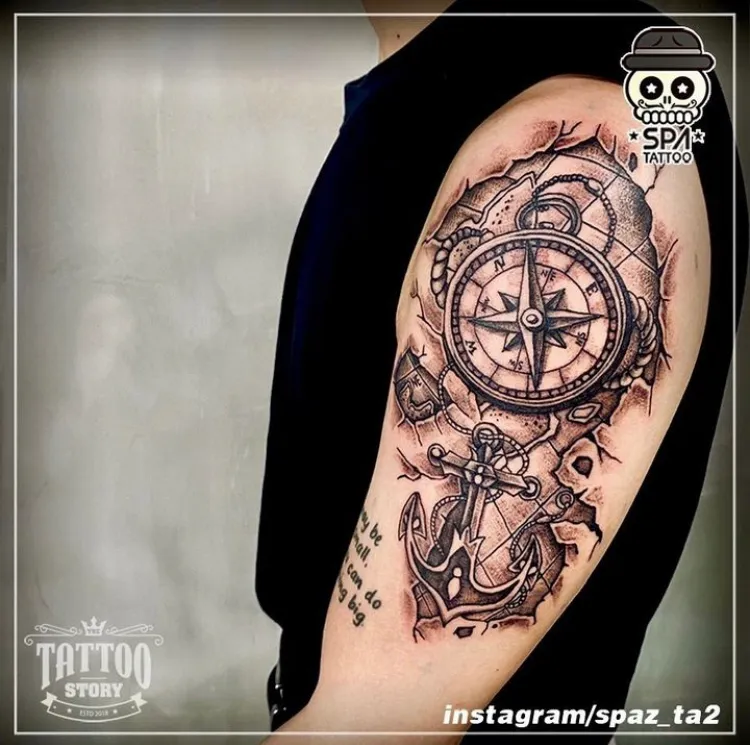 나치반 지도 닻 타투 - 1