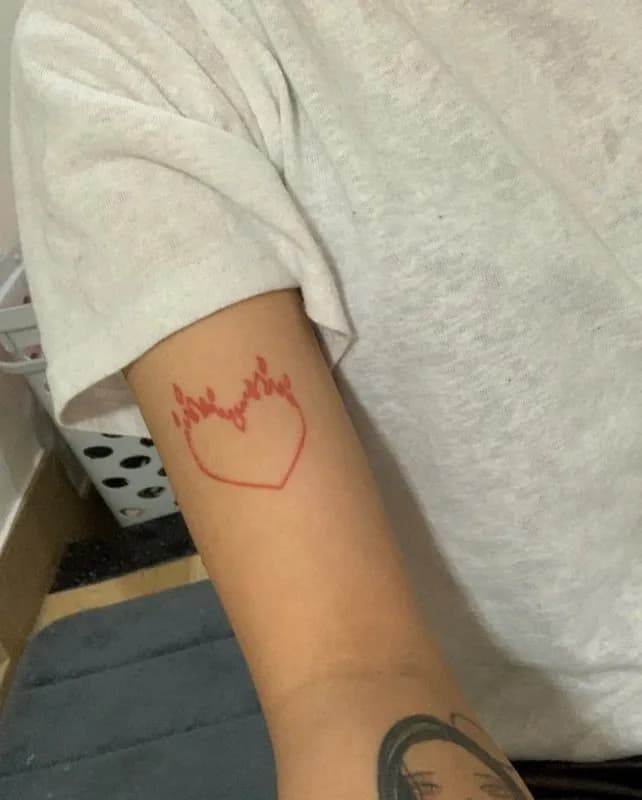 하트 해골 칼 검 타투 - 1