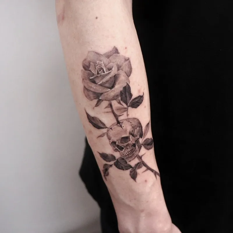 꽃 해골타투 - 1