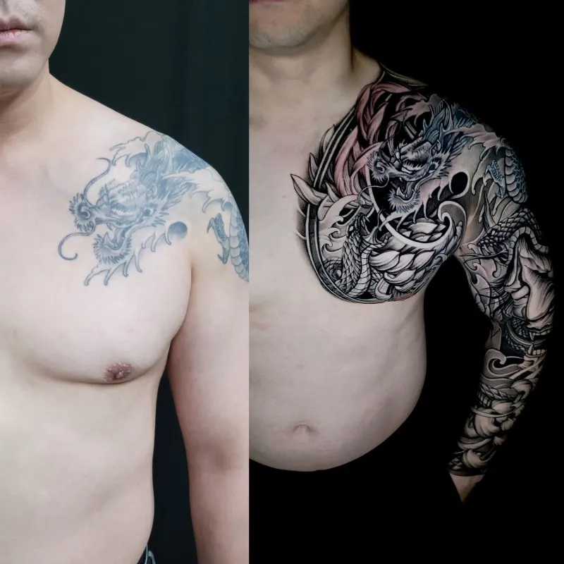 가슴긴팔 커버업 터치업 이레즈미타투 주안타투 인천타투