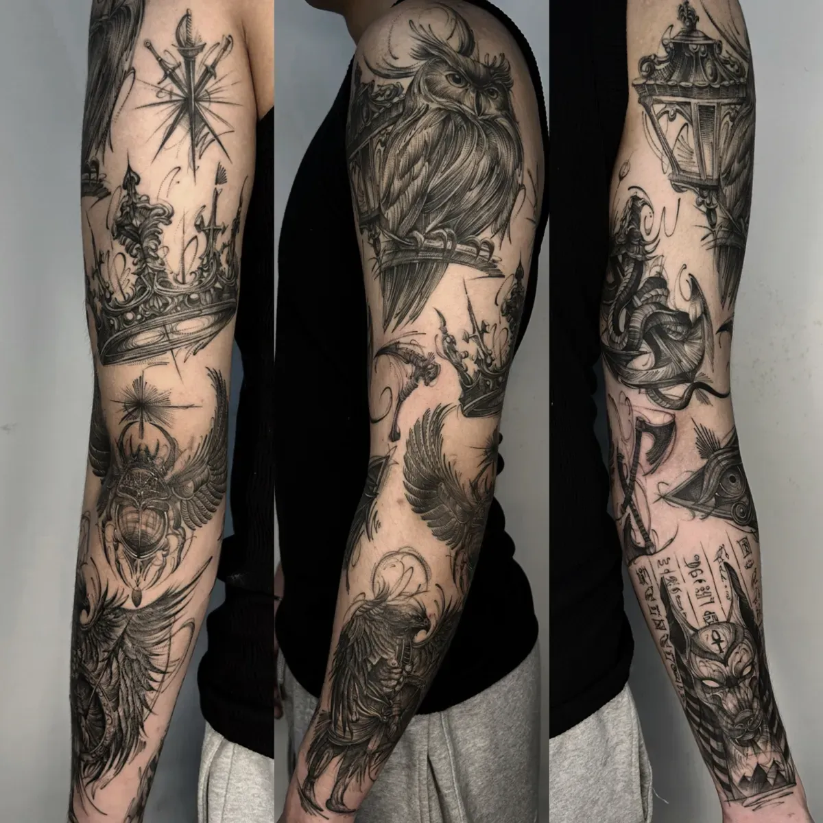 블랙워크 스케치 긴팔타투