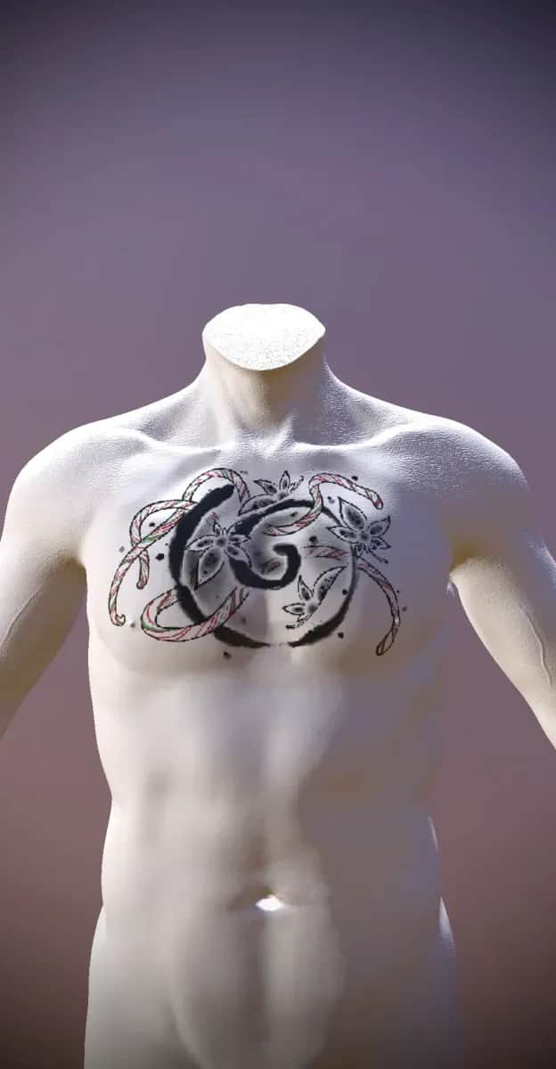 묘당타투 가슴 단풍