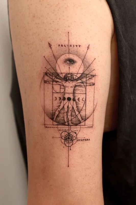 기하학타투 비트루비안맨