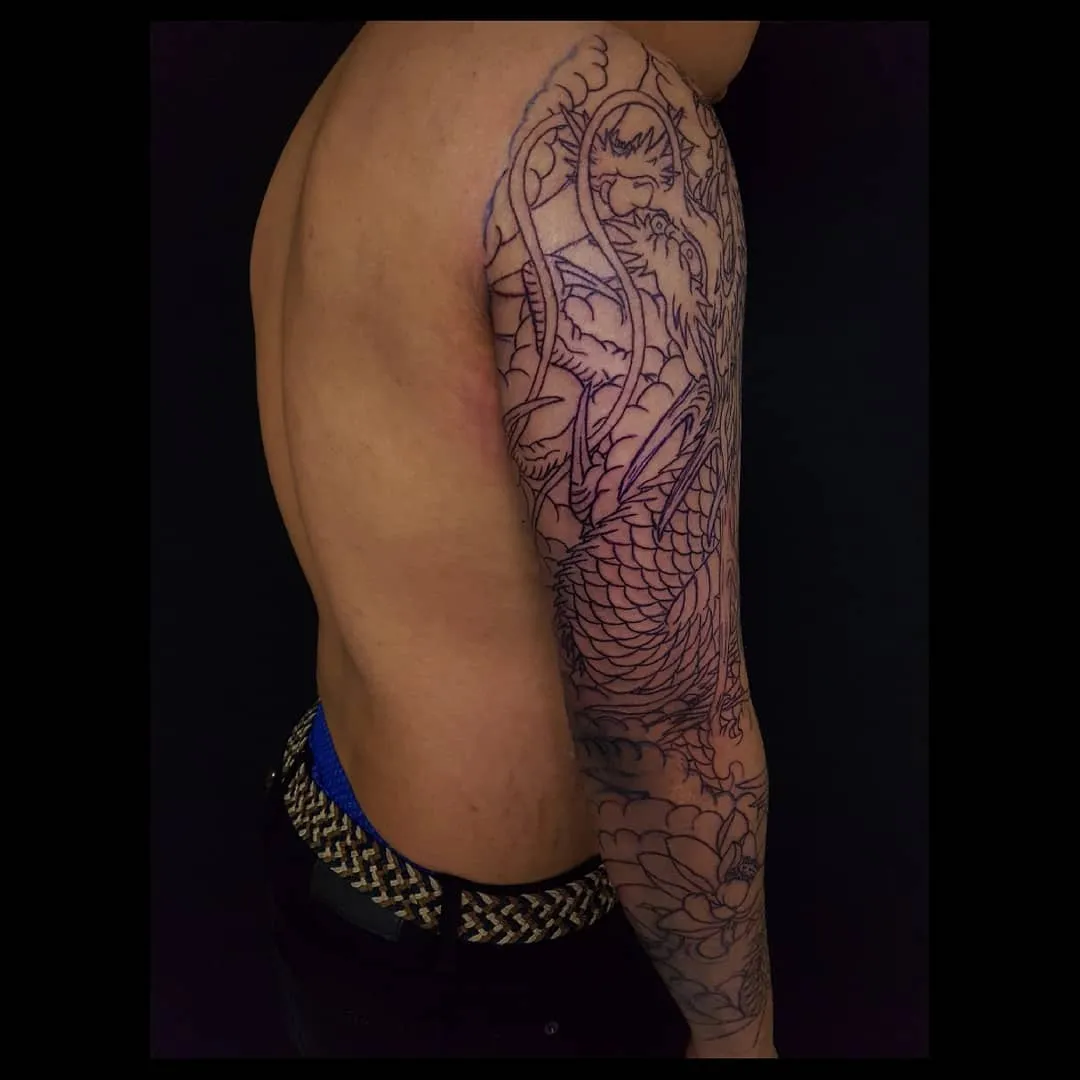 목포타투 TS타투 긴팔타투 라인작업 용타투 - 1