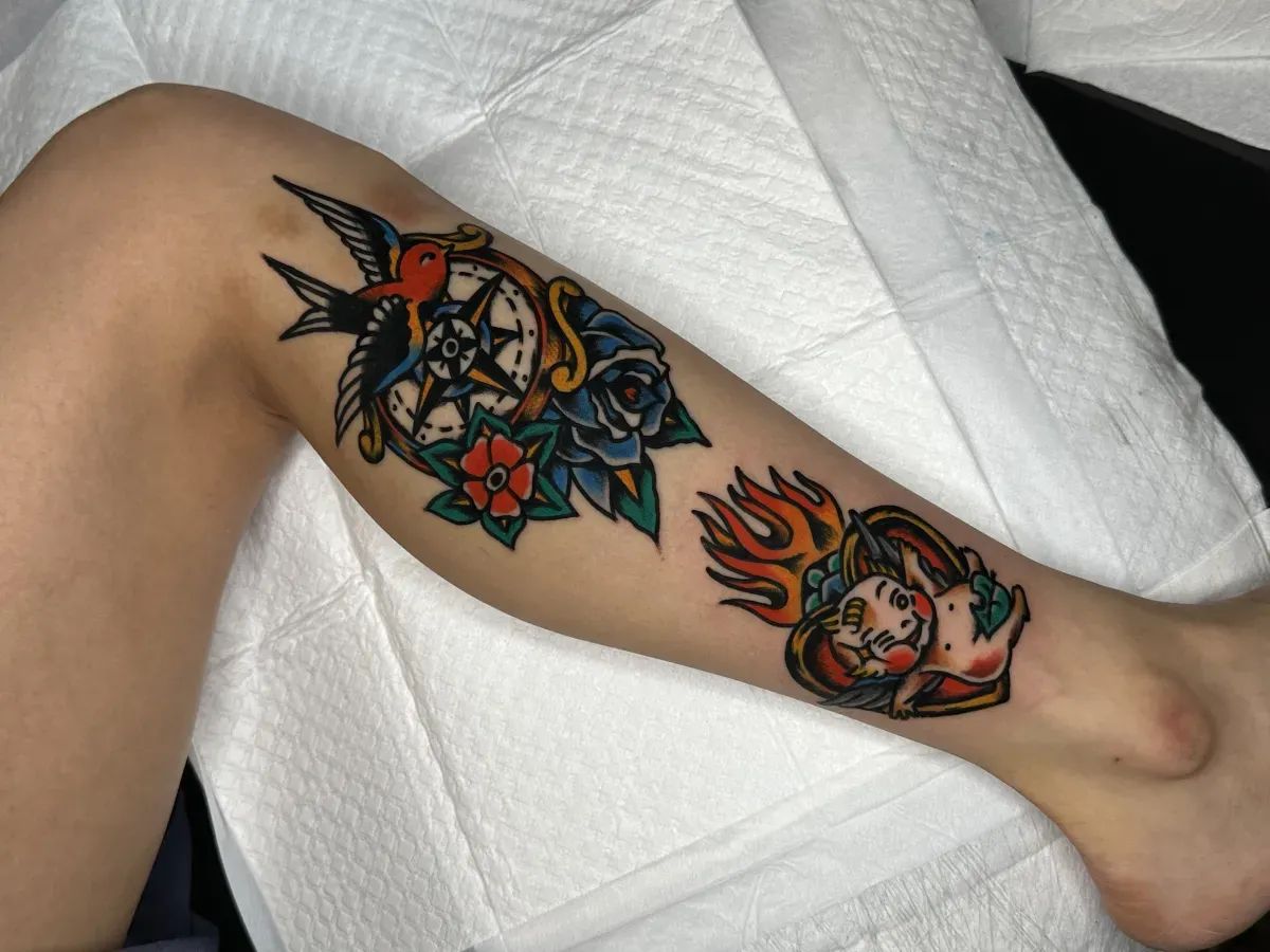 여자타투추천 종아리 발색좋은 타투❗️ - 1