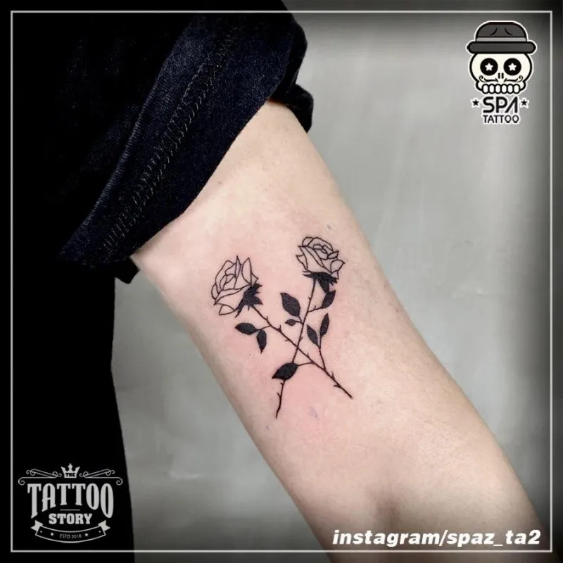 장미 미니 라인워크 타투 - 1