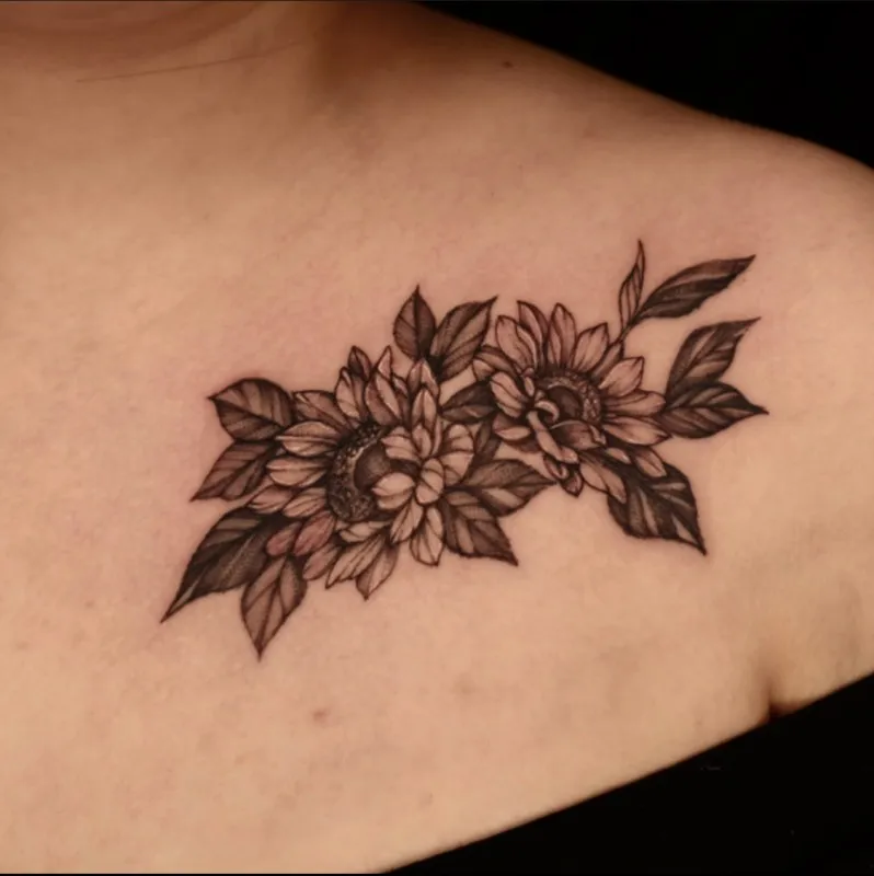 서면타투 쇄골타투 해바라기타투 - 1