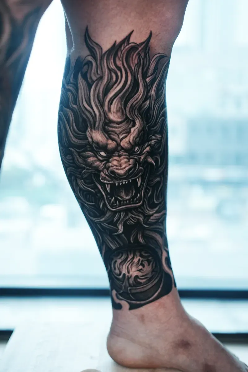 종아리 해태타투 블랙앤그레이 X 이레즈미 인천타투 - 1