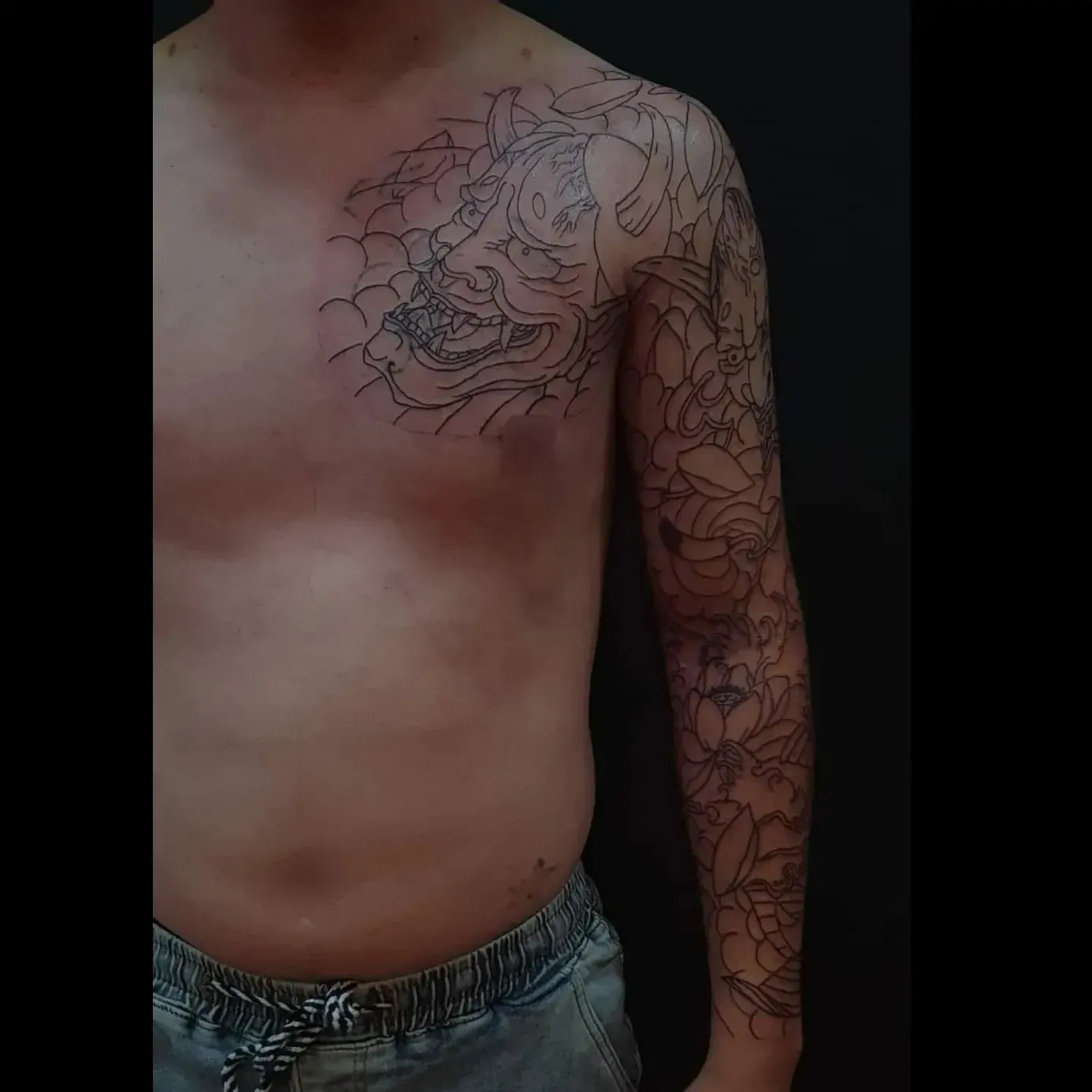 가슴긴팔 라인작업 목포타투 - 1