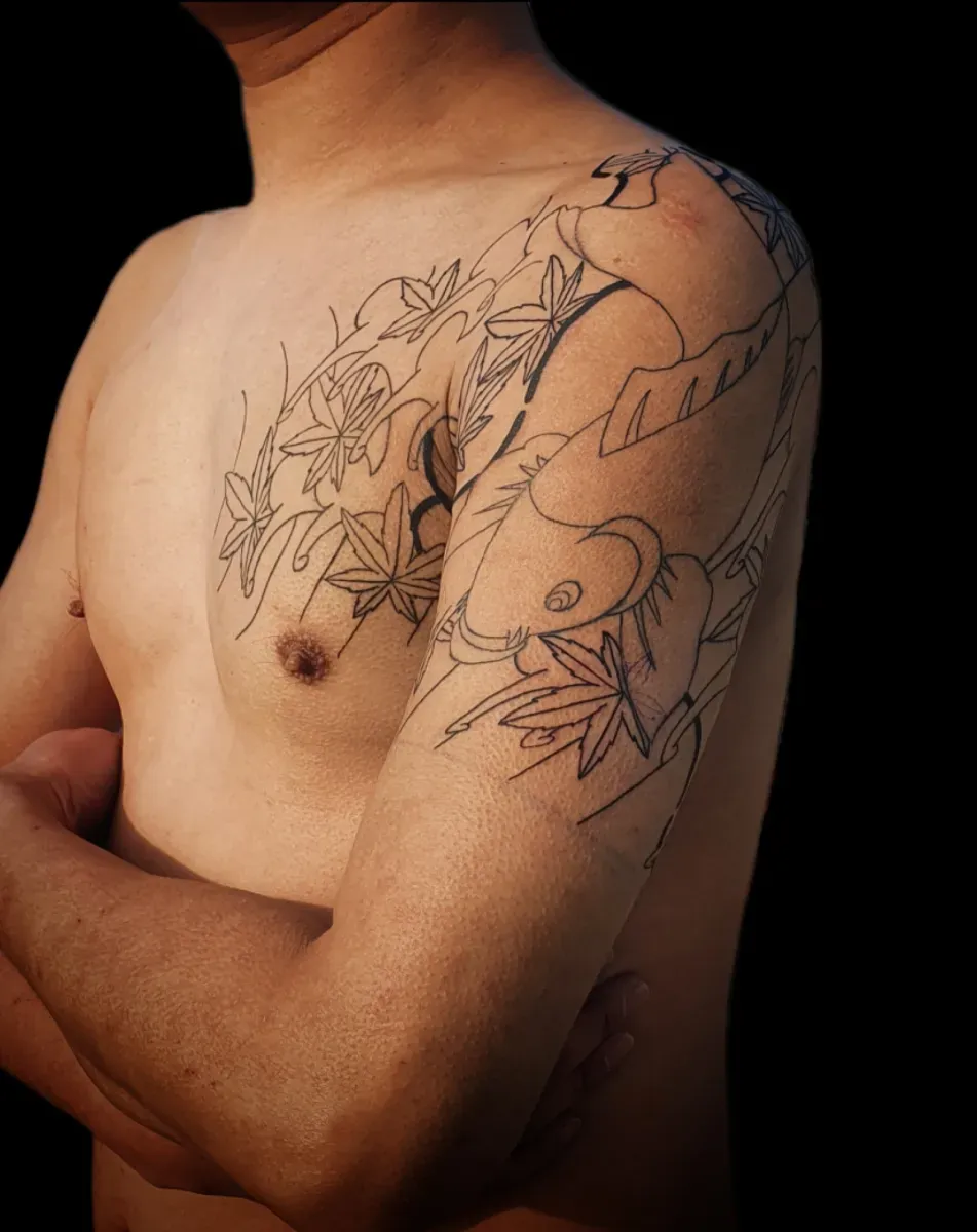 가슴반팔 잉어타투 - 1