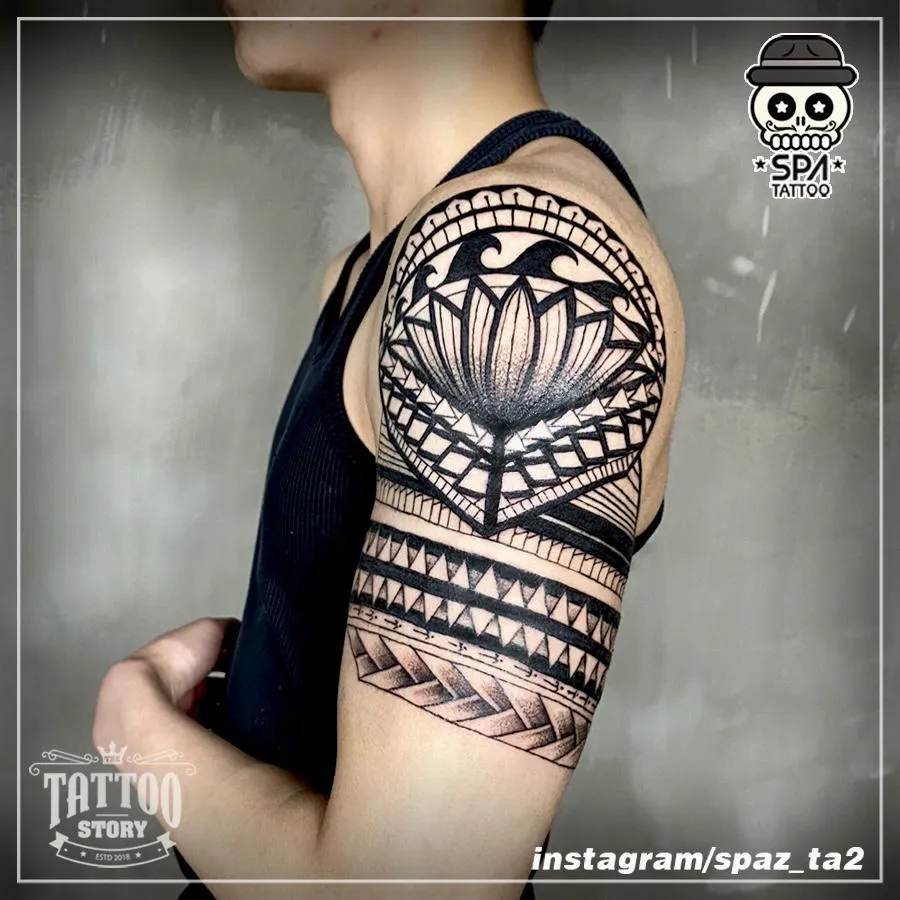 윗팔 폴리네시안 트라이벌 타투 - 1