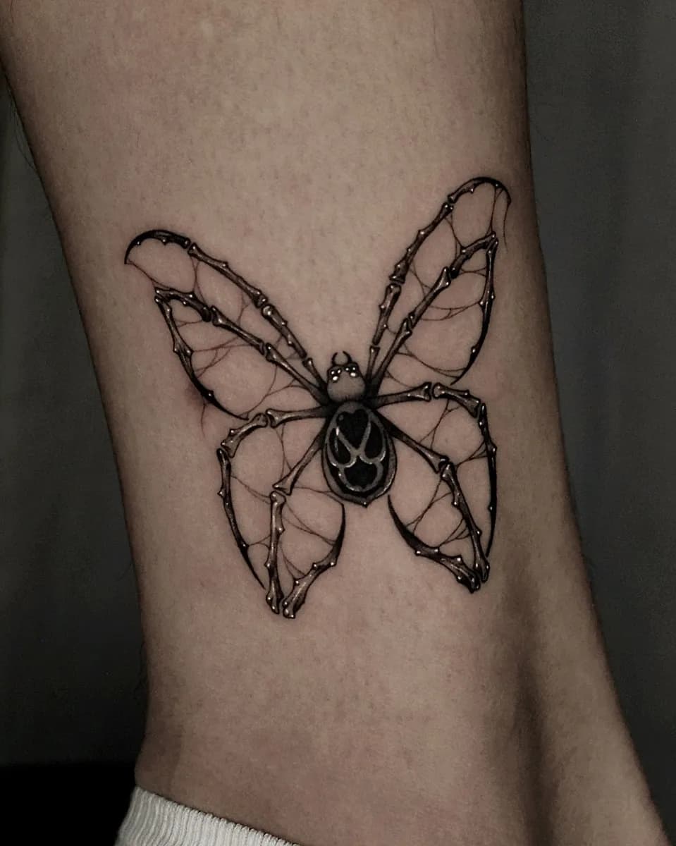 거미 나비 블랙워크 타투 - 1