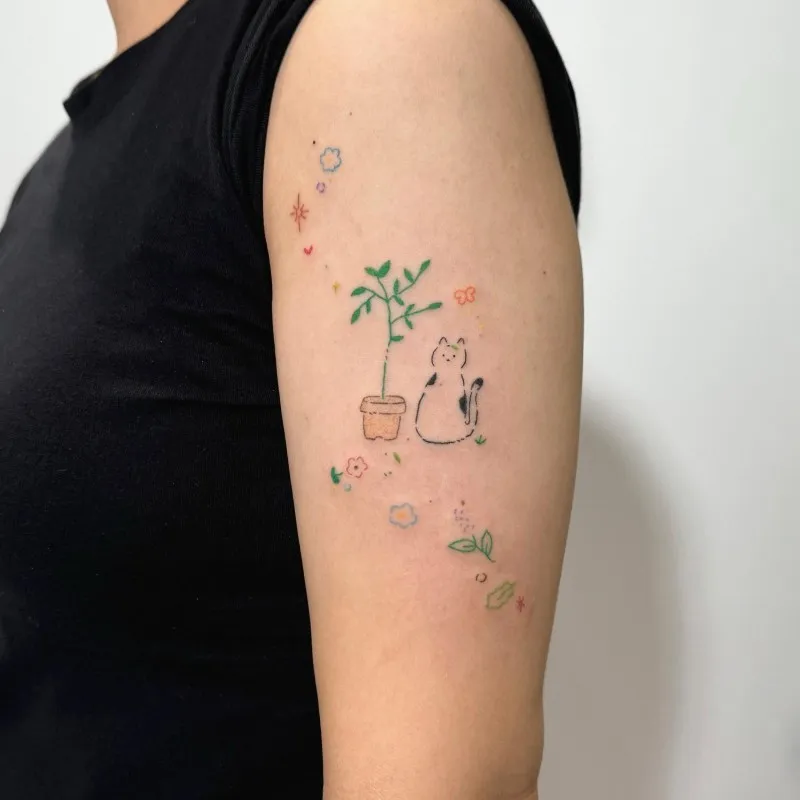 고양이타투 오너먼트타투 꽃타투 반짝이타투