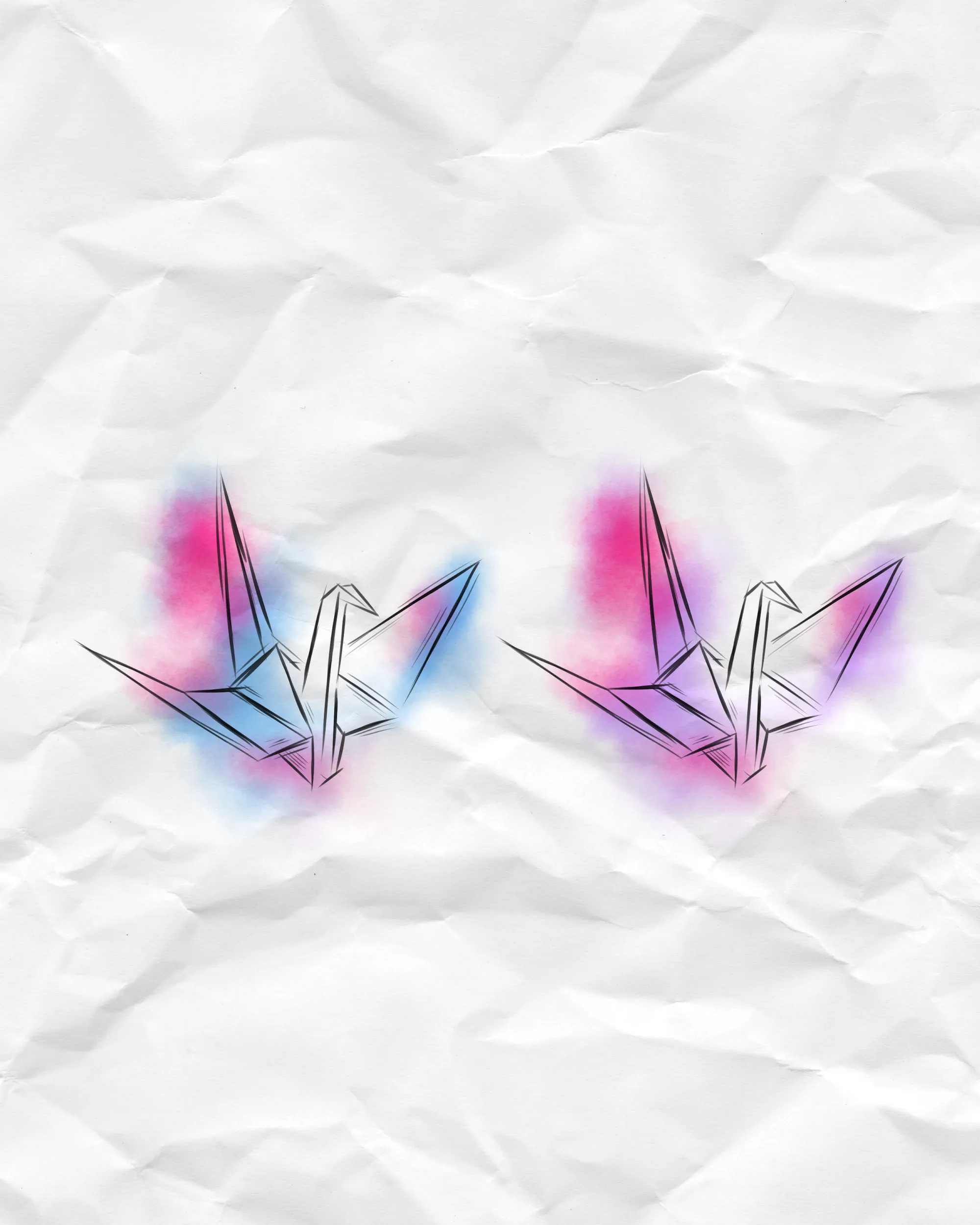 수채화 종이학 - 1