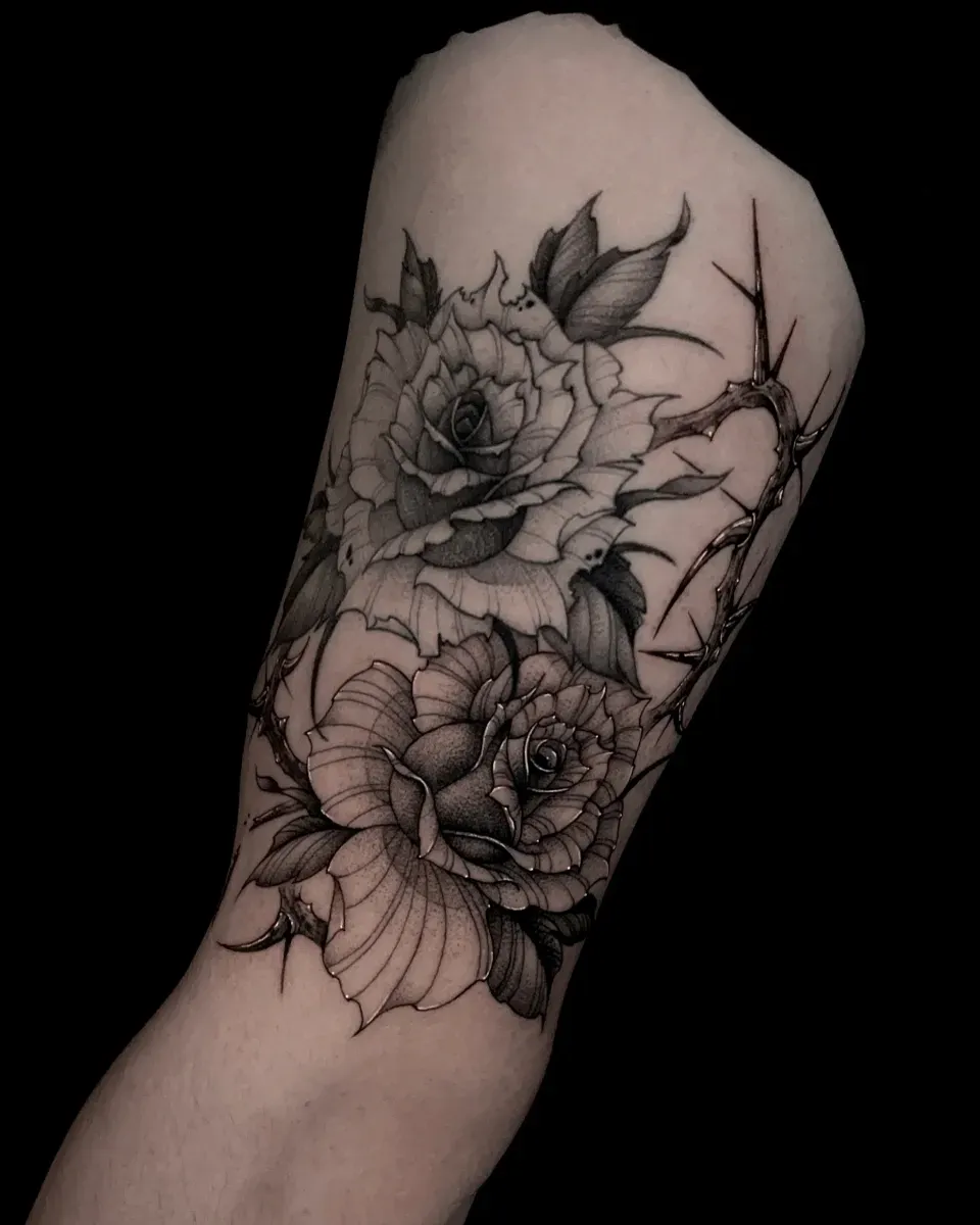 장미 가시 블랙워크 타투 - 1