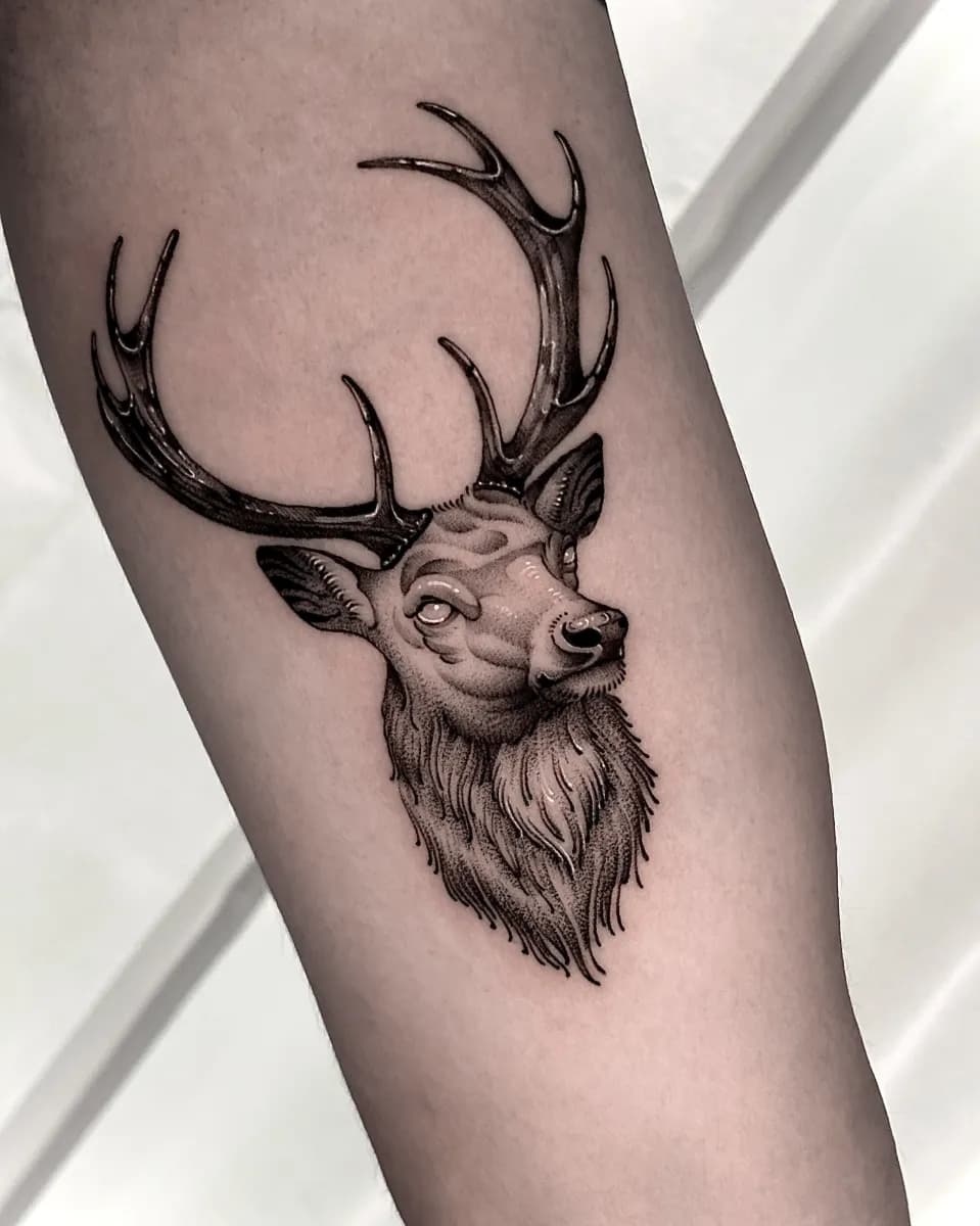 사슴 블랙워크 타투 - 1