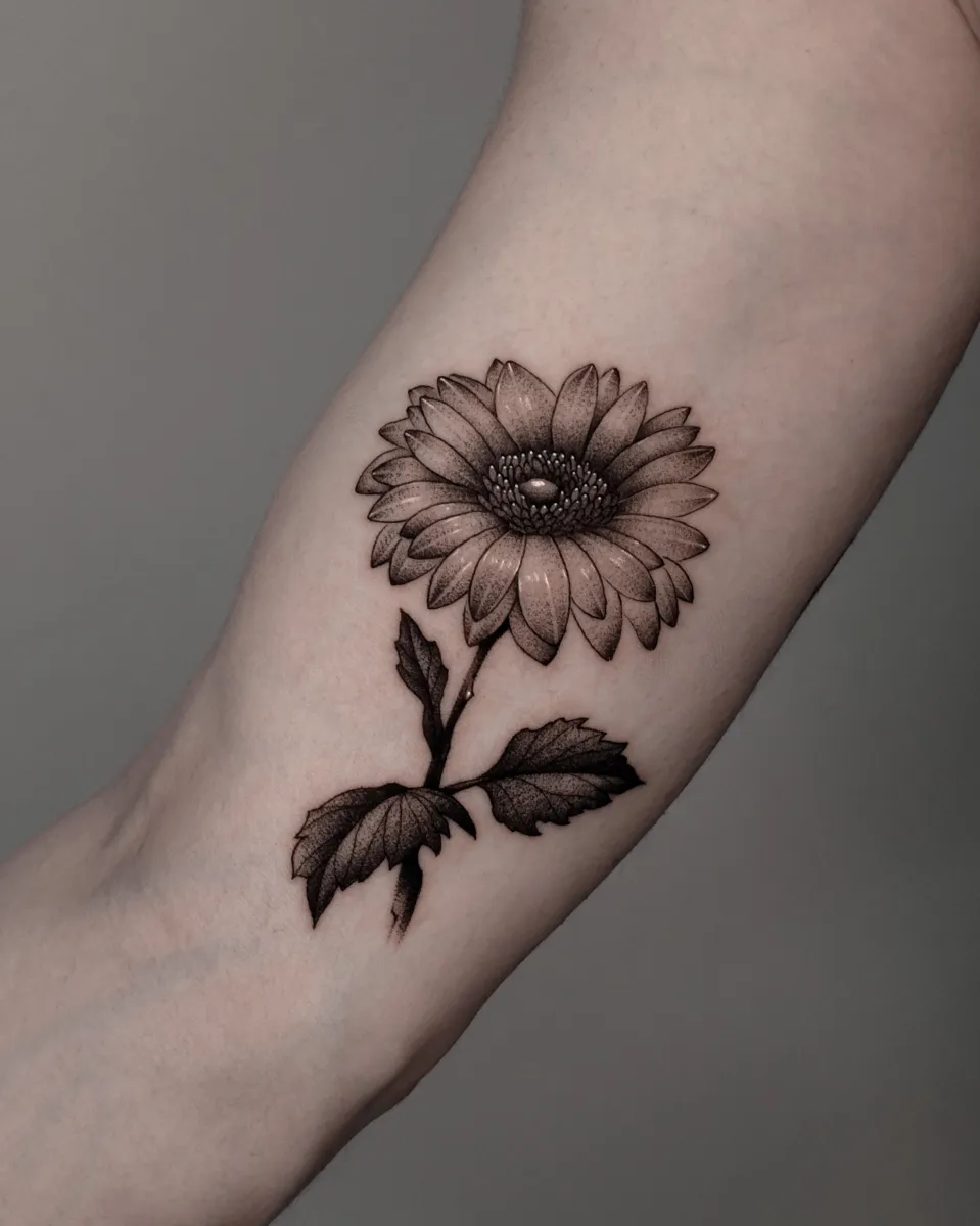 꽃 탄생화 블랙워크 타투 - 1
